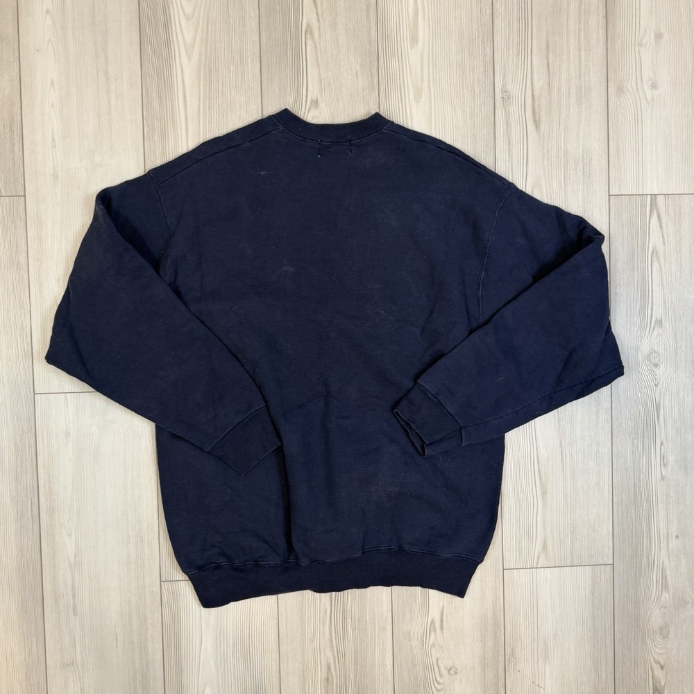 Vintage Nike Mens XXL Big Swoosh Embroidered Spell Out Pullover Sweatshirt Navy - Picture 8 of 10